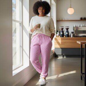 Grayson Threads Womens Pink Cable Knit Design Joggers With Side Pockets Size XL